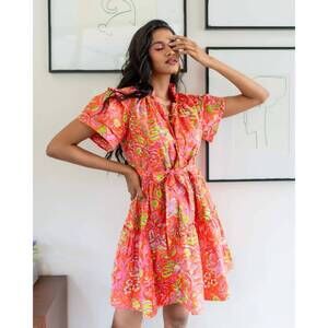NEW SOHANA poppy dress in orange green